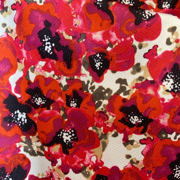 Ann Taylor Sleeveless Dress 2P Red/Black Floral - Picture 13 of 14